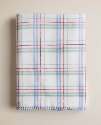Zara Home плед детский из полиэстера, синий, в клетку, 70x100 см