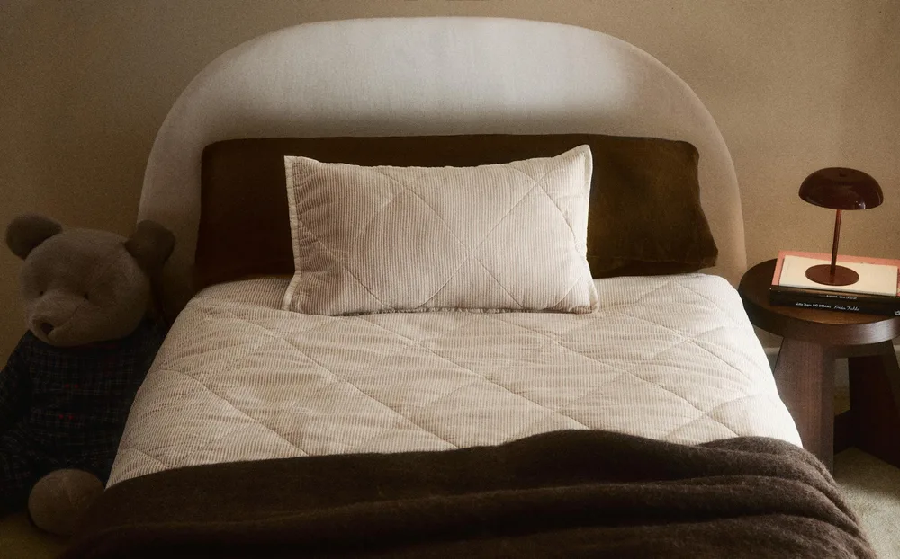 Zara Home покрывало детское из хлопка, синий, в полоску