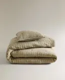 Zara Home покрывало детское из хлопка, зелёный, в полоску — фото 2