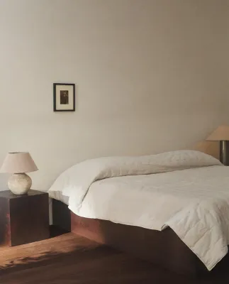 Zara Home покрывало из льна, горчичный, в клетку