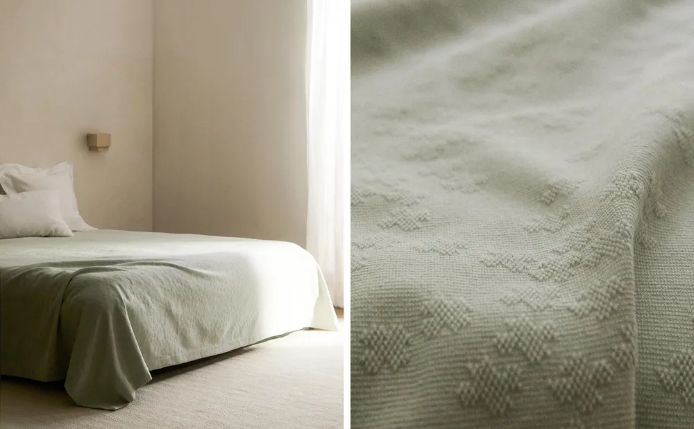 Zara Home покрывало из хлопка, зелёный · 5169/006