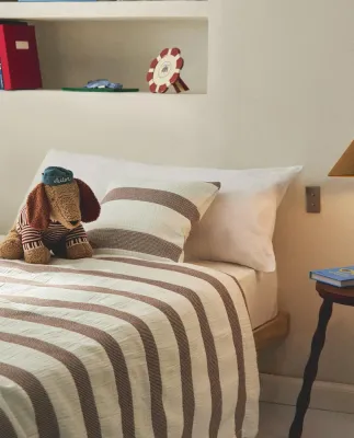 Zara Home покрывало детское из хлопка, терракотовый, в полоску