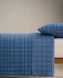 Zara Home покрывало детское из хлопка, синий, в клетку, 180x250 см — фото 3