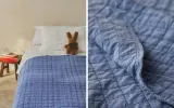 Zara Home покрывало детское из хлопка, синий, в клетку, 180x250 см — фото 8