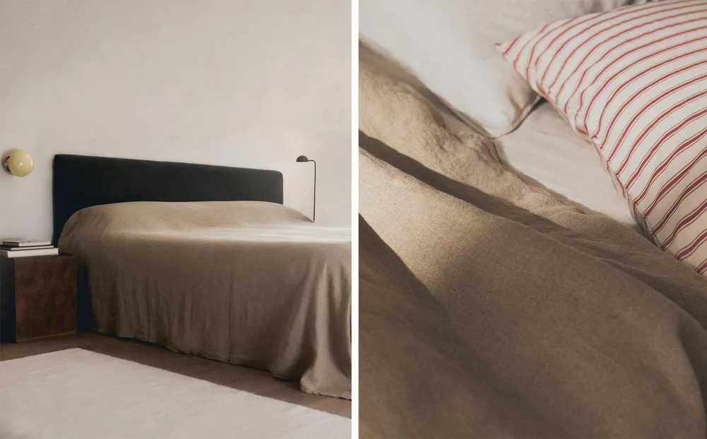Zara Home покрывало из льна, светло-бежевый · 1170/006