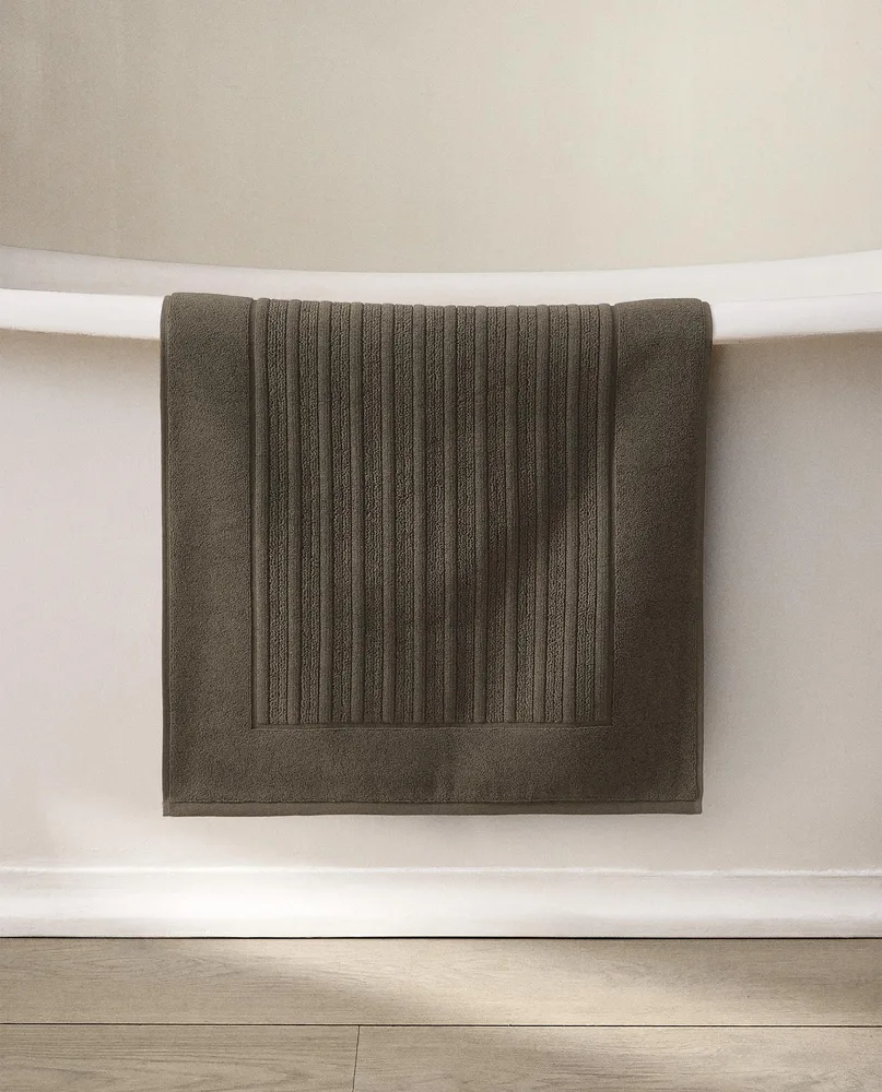 Zara Home коврик для ванной из хлопка, белый, в полоску