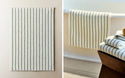 Zara Home коврик для ванной из хлопка, тёмно-синий, в полоску, 50x70 см