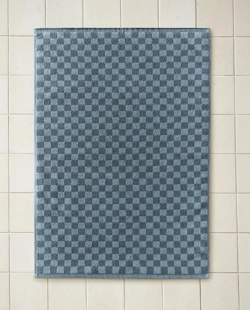Zara Home коврик для ванной из хлопка, синий, в клетку, 50x80 см