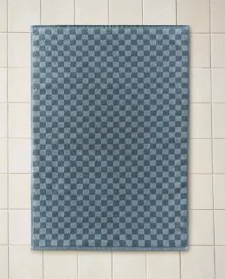 Zara Home коврик для ванной из хлопка, синий, в клетку, 50x80 см