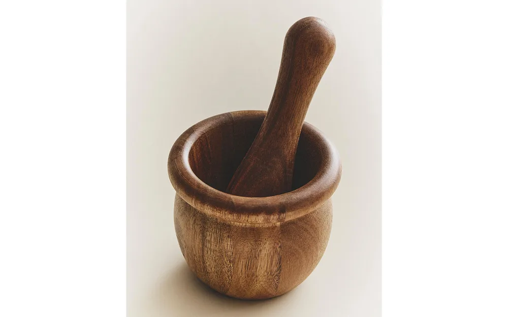 Zara Home ступка с пестиком из дерева, цвет бежевый