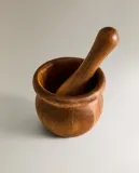 Zara Home ступка с пестиком из дерева, цвет бежевый — фото 3