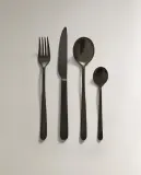 Zara Home набор столовых приборов из нержавеющей стали, цвет чёрный, 24 см — фото 4