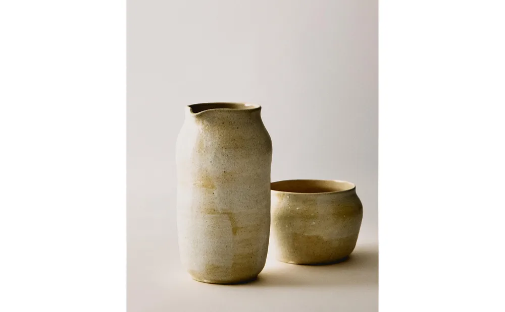 Zara Home кувшин из каменной керамики, цвет бежевый, 19 см