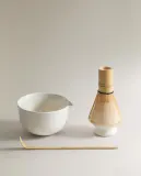 Zara Home набор для приготовления матчи из каменной керамики, цвет кремовый, 10.9 см — фото 1
