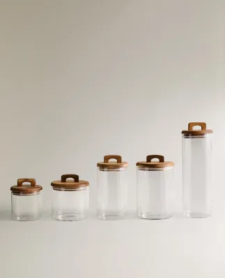 Zara Home пищевой контейнер из дерева, цвет бежевый, 13.8 см