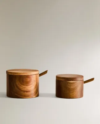 Zara Home сахарница из дерева, цвет бежевый, 8 см