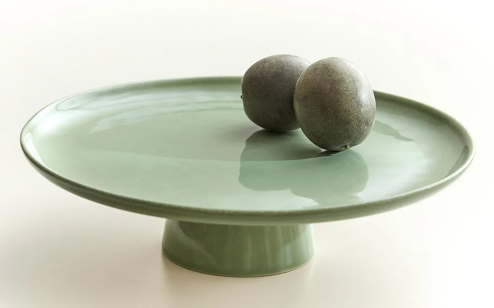 Zara Home сервировочная подставка из каменной керамики, цвет зелёный, 27 см