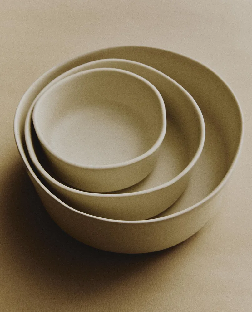 Zara Home миска из каменной керамики, цвет бежевый, 11 см