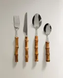 Zara Home набор столовых приборов из нержавеющей стали, цвет коричневый, 24 см — фото 5