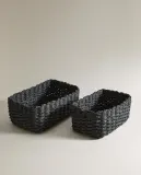 Zara Home Корзина из плетёной бумаги, цвет чёрный, 21 см — фото 5