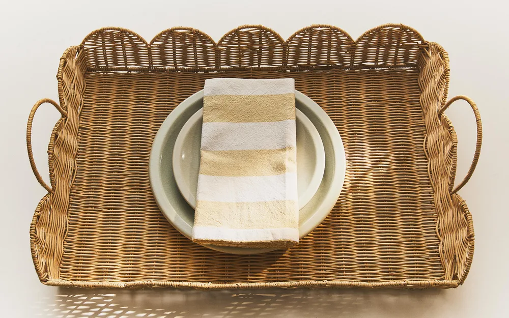 Zara Home Поднос из ротанга, цвет бежевый, 42 см
