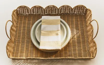 Zara Home Поднос из ротанга, цвет бежевый, 42 см