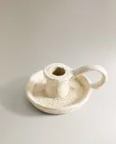 Zara Home Подсвечник из глины, цвет белый, 13.5 см — фото 2