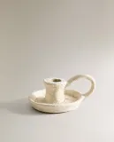 Zara Home Подсвечник из глины, цвет белый, 13.5 см — фото 8
