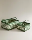Zara Home Корзина изо льна, цвет зелёный, 19 см — фото 2