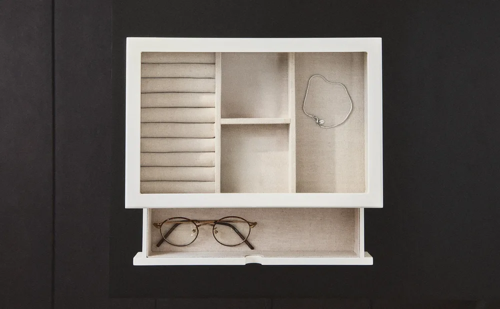 Zara Home Шкатулка изо льна, цвет белый, 30 см