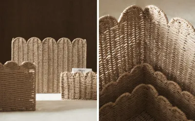 Zara Home Корзина из плетёной бумаги, цвет бежевый, 50 см