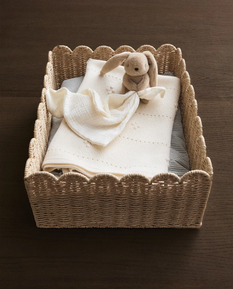Zara Home Корзина из плетёной бумаги, цвет бежевый, 45 см