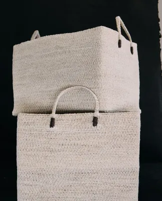 Zara Home Корзина из морской травы, цвет белый, 27 см