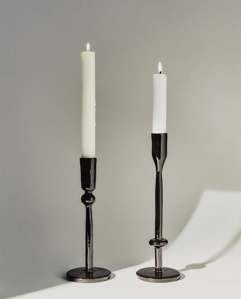 Zara Home Подсвечник из металла, цвет чёрный, 20 см