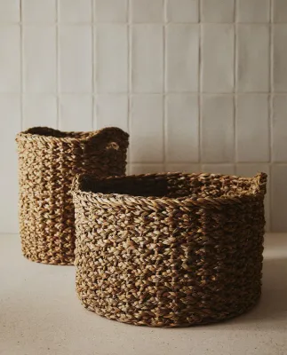 Zara Home Корзина из морской травы, цвет бежевый, 25 см