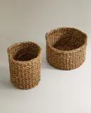 Zara Home Корзина из морской травы, цвет бежевый, 25 см — фото 2
