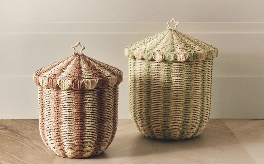 Zara Home Корзина из плетёной бумаги, цвет разноцветный, 37 см · 2614/049