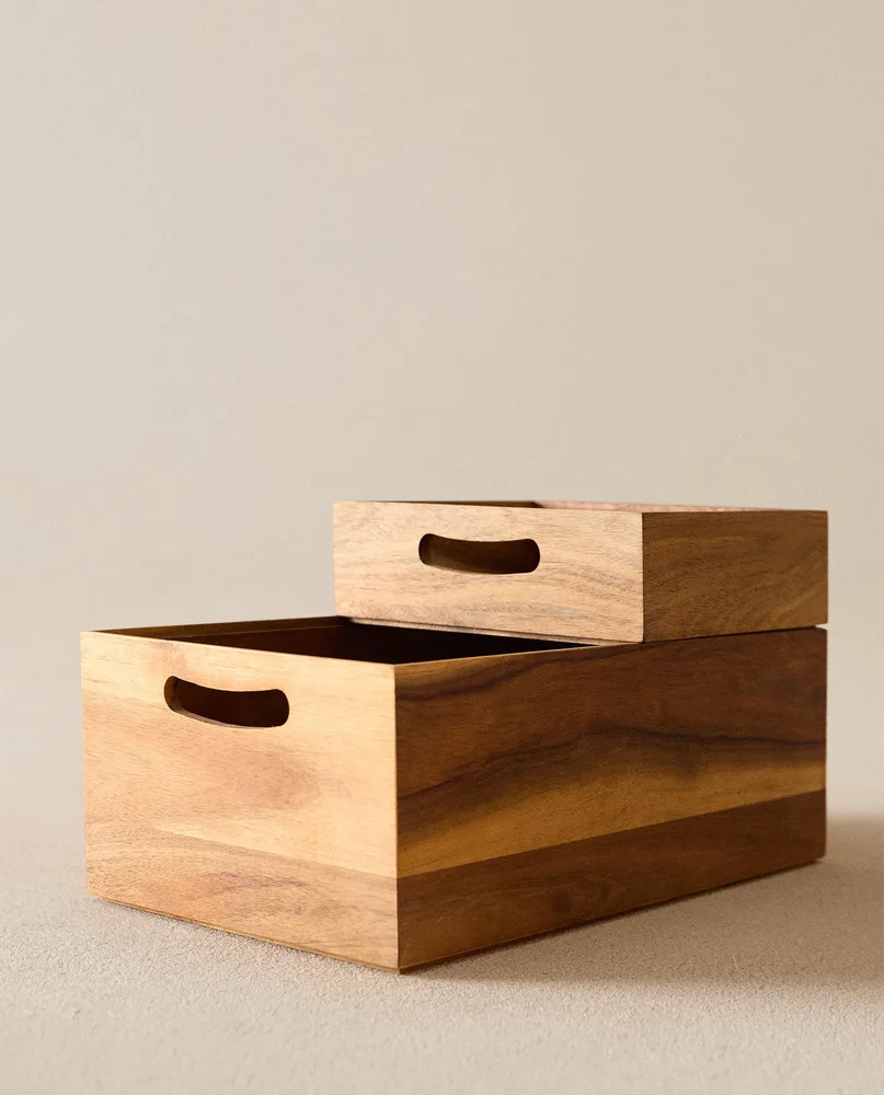 Zara Home Коробка для хранения из дерева, цвет бежевый, 20 см