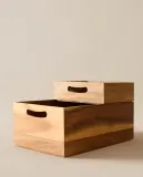 Zara Home Коробка для хранения из дерева, цвет бежевый, 20 см — фото 1