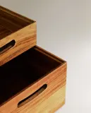 Zara Home Коробка для хранения из дерева, цвет бежевый, 20 см — фото 3