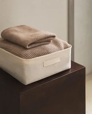 Zara Home Корзина изо льна, цвет бежевый, 13.5 см