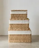 Zara Home Корзина из плетёной бумаги, цвет бежевый, 17 см — фото 3