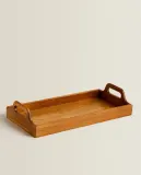Zara Home Поднос из дерева, цвет бежевый, 39 см — фото 2