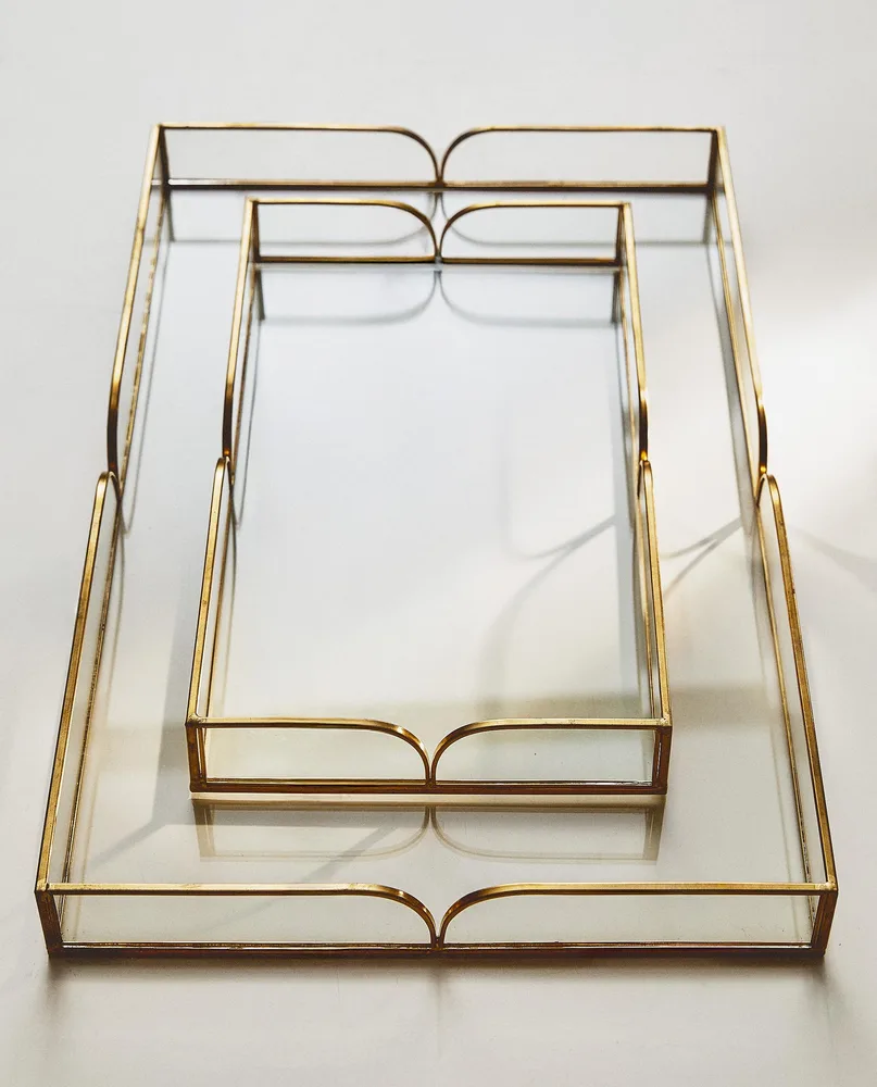 Zara Home Поднос из стекла, цвет золотой, 28 см
