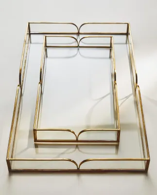 Zara Home Поднос из стекла, цвет золотой, 28 см
