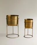 Zara Home Кашпо из металла, цвет золотой, 40 см — фото 8