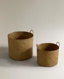 Zara Home Корзина из ротанга, цвет бежевый, 33 см — фото 3