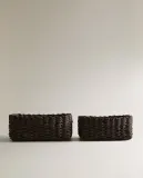 Zara Home Корзина из плетёной бумаги, цвет коричневый, 21 см — фото 7