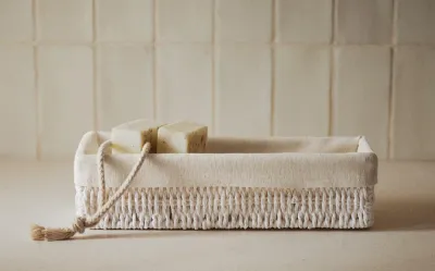 Zara Home Корзина из плетёной бумаги, цвет бежевый, 32 см