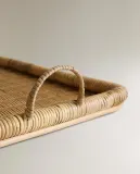 Zara Home Поднос из ротанга, цвет бежевый, 40 см — фото 4